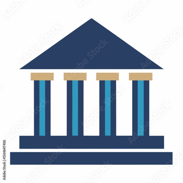 Fototapeta Bank Building Icon Vector – Generative AI & Linocut Silhouette Design