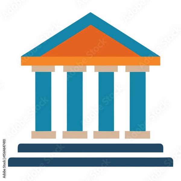 Fototapeta Bank Building Icon Vector – Generative AI & Linocut Silhouette Design