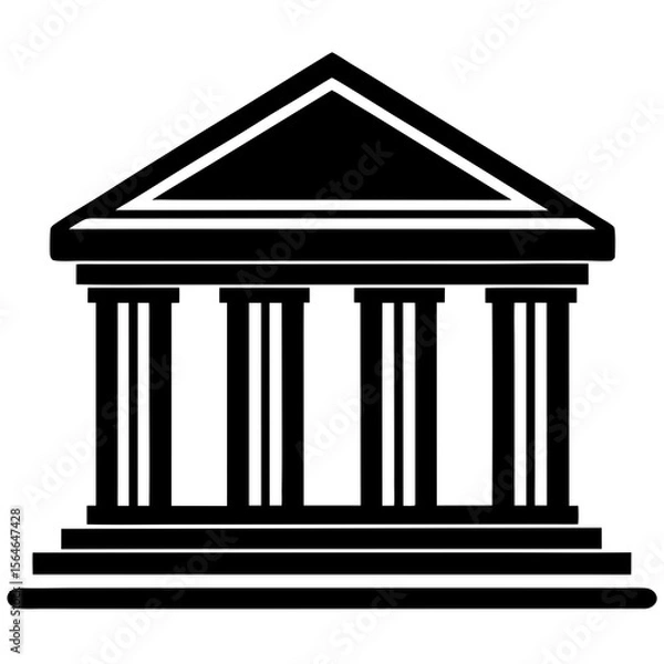 Fototapeta Bank Building Icon Vector – Generative AI & Linocut Silhouette Design