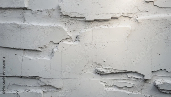 Fototapeta High-Resolution Close-Up Texture of Cracked and Weathered White Concrete Wall Surface