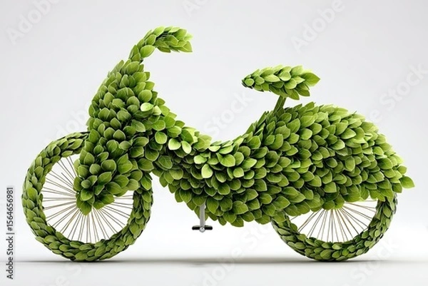 Obraz Unique bicycle covered in leaves showcasing eco friendly transportation concept
