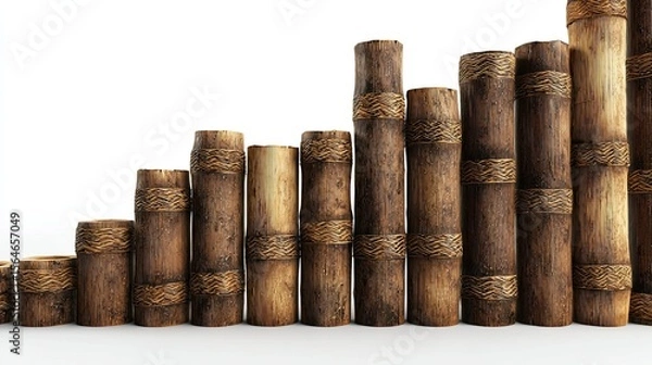 Obraz Ascending bamboo cylinders with woven accents create a natural and textured pattern