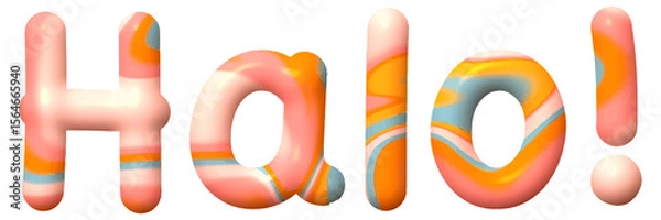 Fototapeta 3D Vector Text “Halo” with Bold Summer Color Palette and Liquify Effect