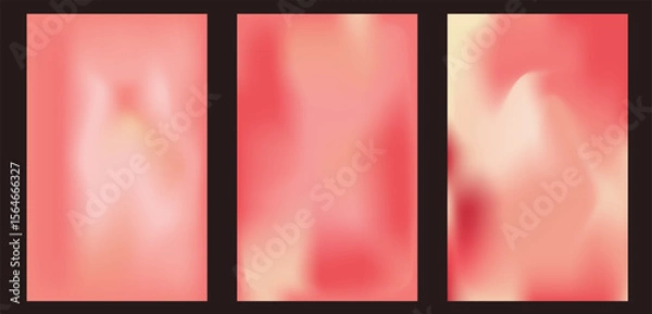 Fototapeta Set of peach yellow gradient wallpaper, abstract template, soft background