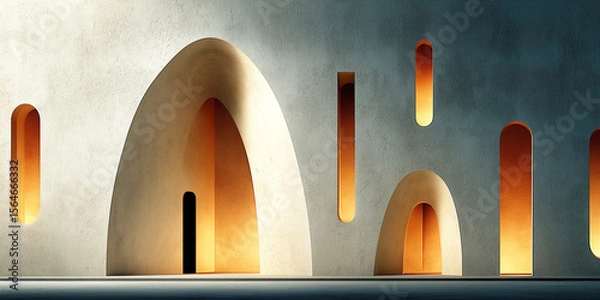 Fototapeta Contemporary building facade with rounded geometry