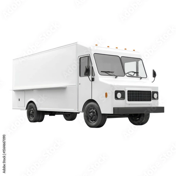 Fototapeta Modern White Food Truck on Display with Clean Lines and Simple Design on transparent background