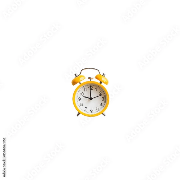 Fototapeta Bright Yellow Alarm Clock on a Black Background, Symbolizing Time Management and Productivity on transparent background
