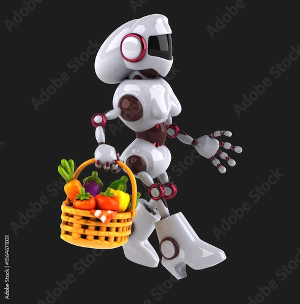 Fototapeta Fun 3D cartoon robot with vegetables