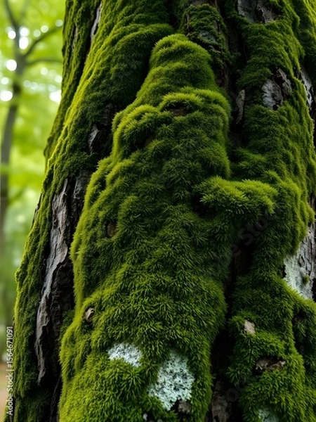 Fototapeta Ancient Tree Trunk Draped in Deep Green Moss