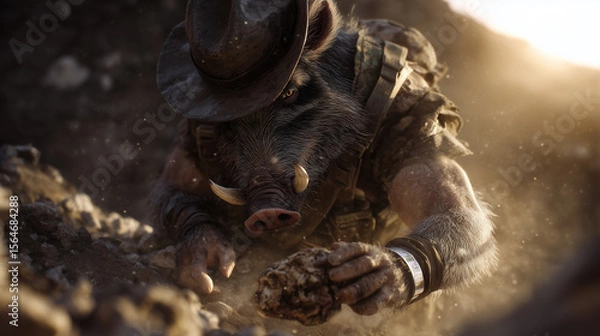 Obraz Warrior Pig in Action