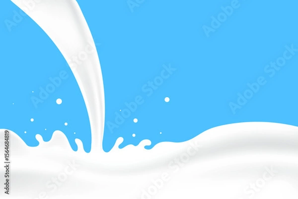 Obraz Milk pouring forms waves or ripples, a design element for a yogurt advertisement