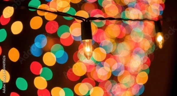 Obraz Festive String Lights Creating a Warm and Colorful Atmosphere