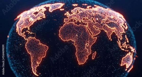 Obraz Global network of lights connecting the world digitally