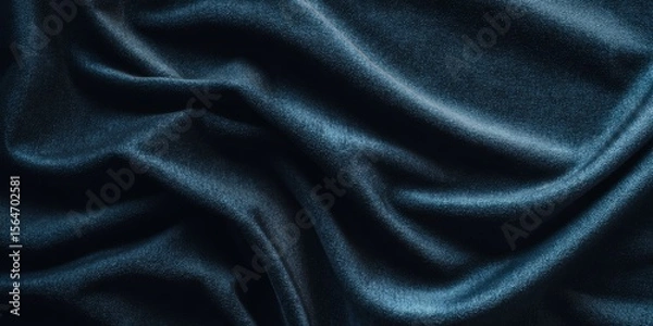Obraz dark blue velvet texture with folds, textile background