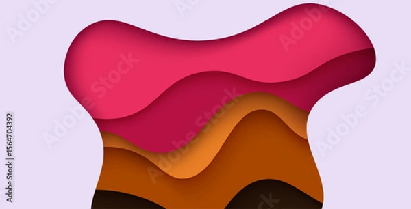 Obraz multi colored abstract gray pink orange colorful wavy papercut overlap layers background. eps10 vector