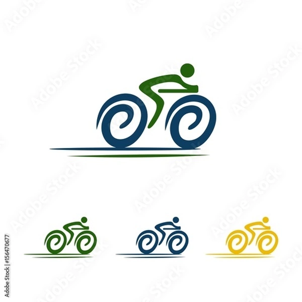 Obraz stickman cycling by bicycle simple logo vector