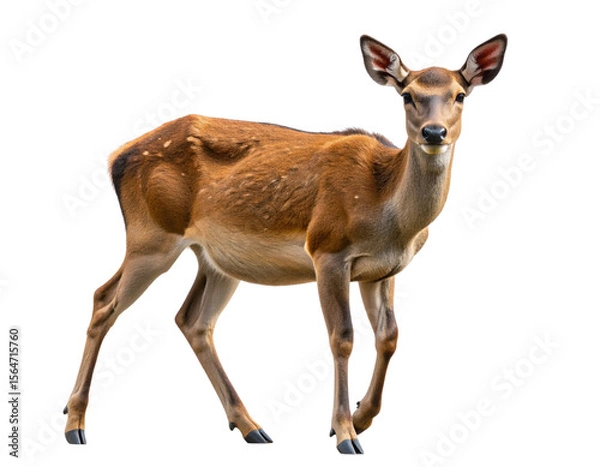 Obraz Curious Deer Walking Toward Viewer, Front Facing, isolated on transparent background.