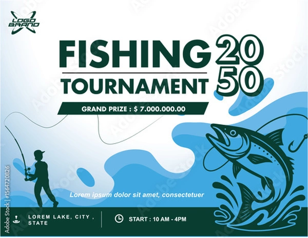 Fototapeta fishing competition template editable vector
