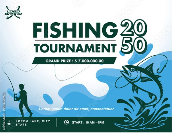 Obraz fishing competition template editable vector