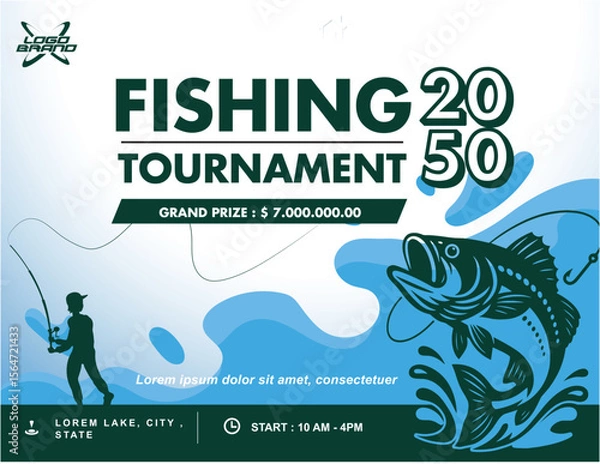 Fototapeta fishing competition template editable vector