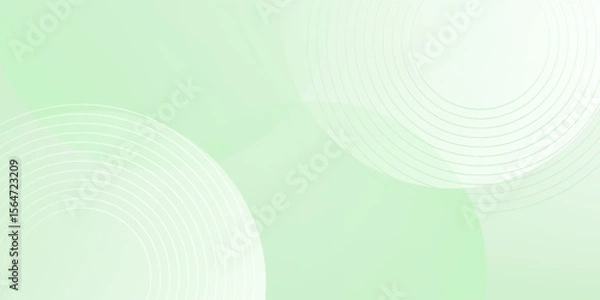 Fototapeta Minimalist soft Abstract Background in Gradient green and white Tones with Circles. Circle effect style geometric, abstract background.