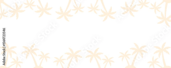Obraz yellow palm trees shadow panoramic frame over white (transparent) background