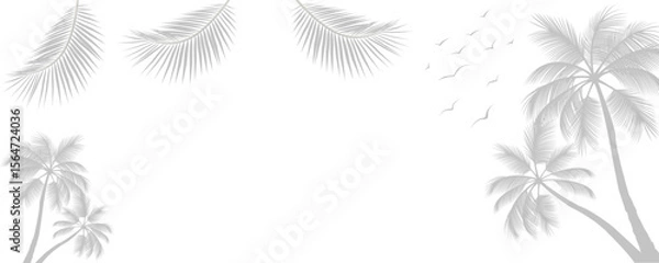 Obraz palm trees shadow panoramic frame over white (transparent) background