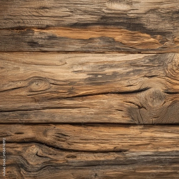 Fototapeta Rustic wood texture, capturing the natural grain and knots of the aged wood. The surface tells a story of time and use, with warm, inviting tones