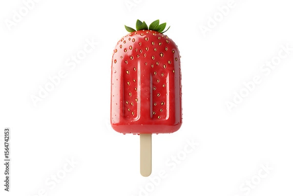 Fototapeta Tasty Strawberry Popsicle Isolated on Transparent Background