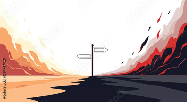 Fototapeta The path of choice a crossroads art