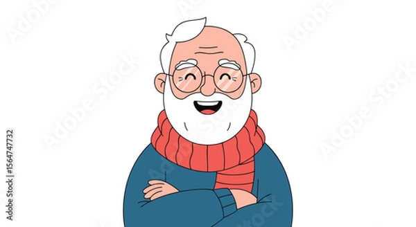 Fototapeta A Happy Old Man With a Red Scarf