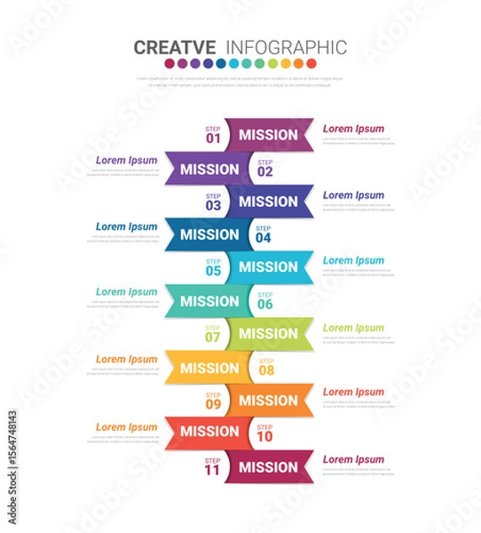 Fototapeta Infographic design template with numbers 11 option for Presentation infographic, Timeline infographics, steps or processes.