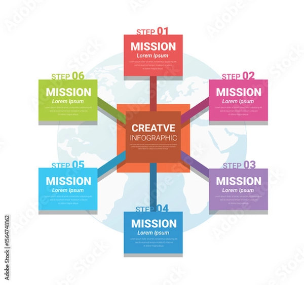 Fototapeta Circle infographics elements design with numbers 6 option, 6 step. can be used for workflow layout, diagram, number step up options.