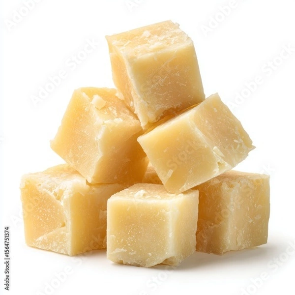 Fototapeta Cubed cheese, a small pile of cheese cubes. 