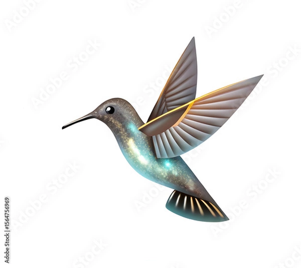Fototapeta A Vibrant Hummingbird in Flight, Adorned with Celestial Patterns.