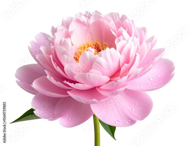 Obraz Single Blush Pink Peony Flower with Dew Drops, isolated on transparent background.