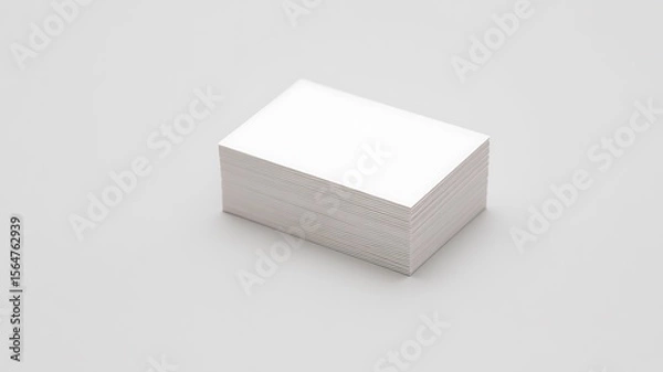 Fototapeta A neat stack of blank white business cards rests on a clean light gray surface ready for personalization and branding