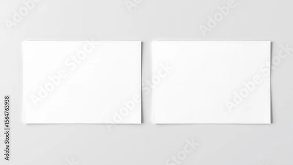 Fototapeta Two blank white square cards are presented side by side on a clean light gray background ready for design