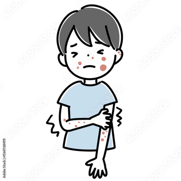 Obraz 発疹で辛い子供のイラスト
