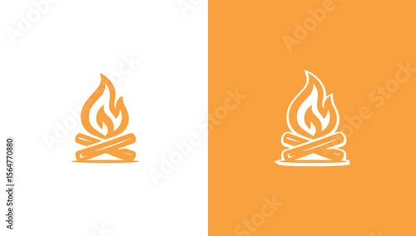 Fototapeta Campfire silhouette logo in minimalist vector style, generative ai