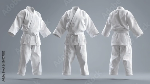 Fototapeta white martial arts gi mockup template, judo, karate and dojo uniform presentations
