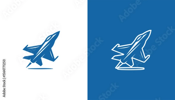 Fototapeta Fighter jet silhouette logo in minimalist vector style, generative ai