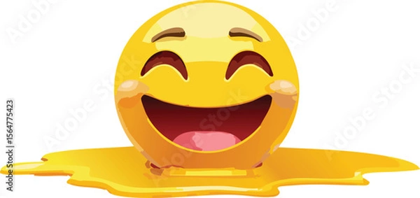 Fototapeta Trendy Melting Emoji Face Dripping with Surreal Expression