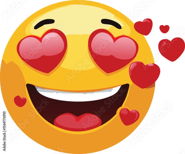 Fototapeta Overjoyed Emoji Face Blowing Out Popping Hearts with Delight