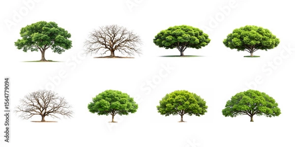 Obraz A diverse collection of trees in various seasons isolated on white background