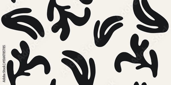 Obraz Abstract Black and White Shapes Seamless Pattern