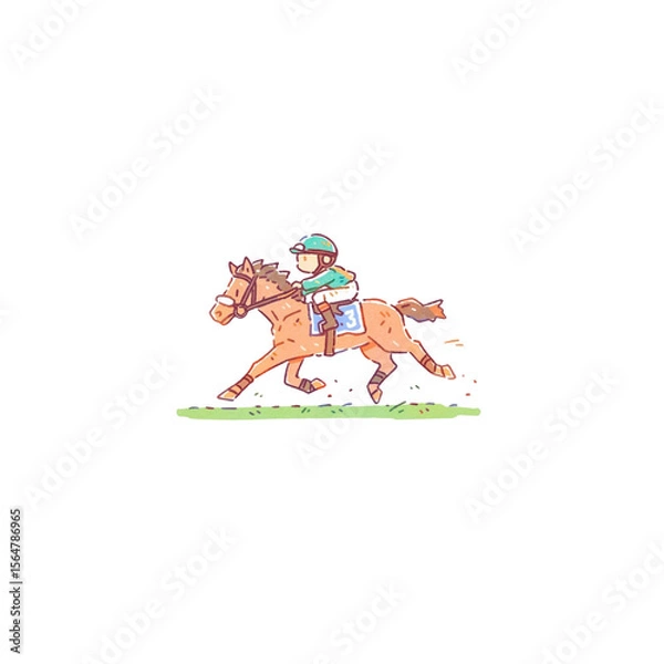Obraz デフォルメ、ジョッキーのイラスト、競走馬、騎手、競馬、アイコン、素材、背景なし
