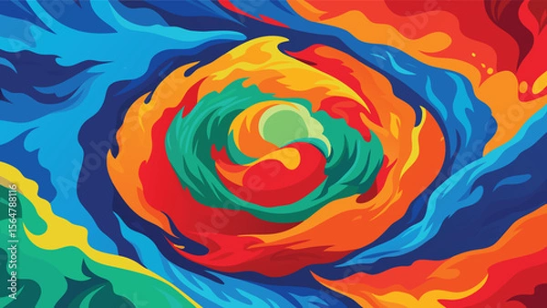 Fototapeta Abstract colorful background with swirls and splashes. Vector illustration.