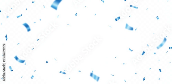 Fototapeta Falling shiny blue confetti and ribbons celebration party design element