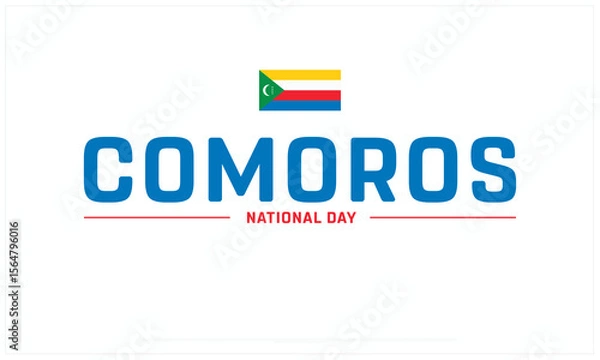 Fototapeta Comoros National Day design on white background, Typographic Design of Comoros National Day, Vector Design of Comoros National Day, Comoros National Day